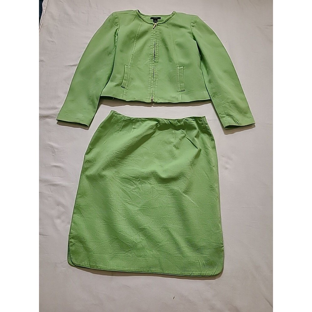 Alfani Women's Lime 2 Piece Zip Up Skirt & Suit 10 Jacket/8 Skirt Waffle